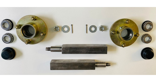 Trailer Axle Set with Complete Hub Set, Square Stub Axles, 750kg ...